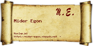Mider Egon névjegykártya